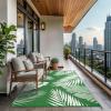 GENIMO Outdoor Rug 2.5′ x 8′ Waterproof for Patios Clearance, Reversible Outdoor Plastic Straw Camping Rug Carpet, Large Area Rugs Mats for RV, Camper, Deck, Balcony, Porch, Beach, Black&Beige(Darkgreen & White | Waterproof)