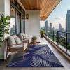 GENIMO Outdoor Rug 2.5′ x 8′ Waterproof for Patios Clearance, Reversible Outdoor Plastic Straw Camping Rug Carpet, Large Area Rugs Mats for RV, Camper, Deck, Balcony, Porch, Beach, Black&Beige(Navy Blue & Grey | Waterproof)