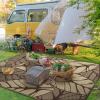 GENIMO Outdoor Rug 2.5′ x 8′ Waterproof for Patios Clearance, Reversible Outdoor Plastic Straw Camping Rug Carpet, Large Area Rugs Mats for RV, Camper, Deck, Balcony, Porch, Beach, Black&Beige(F.coffee & Beige)