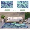GENIMO Outdoor Rug 2.5′ x 8′ Waterproof for Patios Clearance, Reversible Outdoor Plastic Straw Camping Rug Carpet, Large Area Rugs Mats for RV, Camper, Deck, Balcony, Porch, Beach, Black&Beige(Royal Blue & Blue Green | Waterproof)