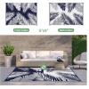 GENIMO Outdoor Rug 2.5′ x 8′ Waterproof for Patios Clearance, Reversible Outdoor Plastic Straw Camping Rug Carpet, Large Area Rugs Mats for RV, Camper, Deck, Balcony, Porch, Beach, Black&Beige(Navy Blue & White | Waterproof)