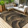 GENIMO Outdoor Rug 2.5′ x 8′ Waterproof for Patios Clearance, Reversible Outdoor Plastic Straw Camping Rug Carpet, Large Area Rugs Mats for RV, Camper, Deck, Balcony, Porch, Beach, Black&Beige(A.black & Brown)