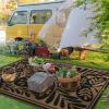 GENIMO Outdoor Rug 2.5′ x 8′ Waterproof for Patios Clearance, Reversible Outdoor Plastic Straw Camping Rug Carpet, Large Area Rugs Mats for RV, Camper, Deck, Balcony, Porch, Beach, Black&Beige(H.black & Brown)