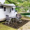 GENIMO Outdoor Rug 2.5′ x 8′ Waterproof for Patios Clearance, Reversible Outdoor Plastic Straw Camping Rug Carpet, Large Area Rugs Mats for RV, Camper, Deck, Balcony, Porch, Beach, Black&Beige(H.black & Brown)