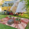 GENIMO Outdoor Rug 2.5′ x 8′ Waterproof for Patios Clearance, Reversible Outdoor Plastic Straw Camping Rug Carpet, Large Area Rugs Mats for RV, Camper, Deck, Balcony, Porch, Beach, Black&Beige(Brick & Red | Waterproof)