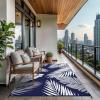 GENIMO Outdoor Rug 2.5′ x 8′ Waterproof for Patios Clearance, Reversible Outdoor Plastic Straw Camping Rug Carpet, Large Area Rugs Mats for RV, Camper, Deck, Balcony, Porch, Beach, Black&Beige(Navy Blue & White | Waterproof)
