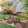 GENIMO Outdoor Rug 2.5′ x 8′ Waterproof for Patios Clearance, Reversible Outdoor Plastic Straw Camping Rug Carpet, Large Area Rugs Mats for RV, Camper, Deck, Balcony, Porch, Beach, Black&Beige(Coffee & Beige | Waterproof)