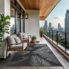 GENIMO Outdoor Rug 2.5′ x 8′ Waterproof for Patios Clearance, Reversible Outdoor Plastic Straw Camping Rug Carpet, Large Area Rugs Mats for RV, Camper, Deck, Balcony, Porch, Beach, Black&Beige(Black & Grey | Waterproof)