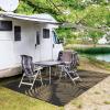 GENIMO Outdoor Rug 2.5′ x 8′ Waterproof for Patios Clearance, Reversible Outdoor Plastic Straw Camping Rug Carpet, Large Area Rugs Mats for RV, Camper, Deck, Balcony, Porch, Beach, Black&Beige(Black & Brown | Waterproof)