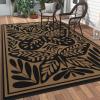 GENIMO Outdoor Rug 2.5′ x 8′ Waterproof for Patios Clearance, Reversible Outdoor Plastic Straw Camping Rug Carpet, Large Area Rugs Mats for RV, Camper, Deck, Balcony, Porch, Beach, Black&Beige(H.black & Brown)