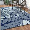 GENIMO Outdoor Rug 2.5′ x 8′ Waterproof for Patios Clearance, Reversible Outdoor Plastic Straw Camping Rug Carpet, Large Area Rugs Mats for RV, Camper, Deck, Balcony, Porch, Beach, Black&Beige(F.blue & White)