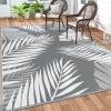 GENIMO Outdoor Rug 2.5′ x 8′ Waterproof for Patios Clearance, Reversible Outdoor Plastic Straw Camping Rug Carpet, Large Area Rugs Mats for RV, Camper, Deck, Balcony, Porch, Beach, Black&Beige(Grey & White | Waterproof)