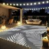 GENIMO Outdoor Rug 2.5′ x 8′ Waterproof for Patios Clearance, Reversible Outdoor Plastic Straw Camping Rug Carpet, Large Area Rugs Mats for RV, Camper, Deck, Balcony, Porch, Beach, Black&Beige(Grey & White | Led)