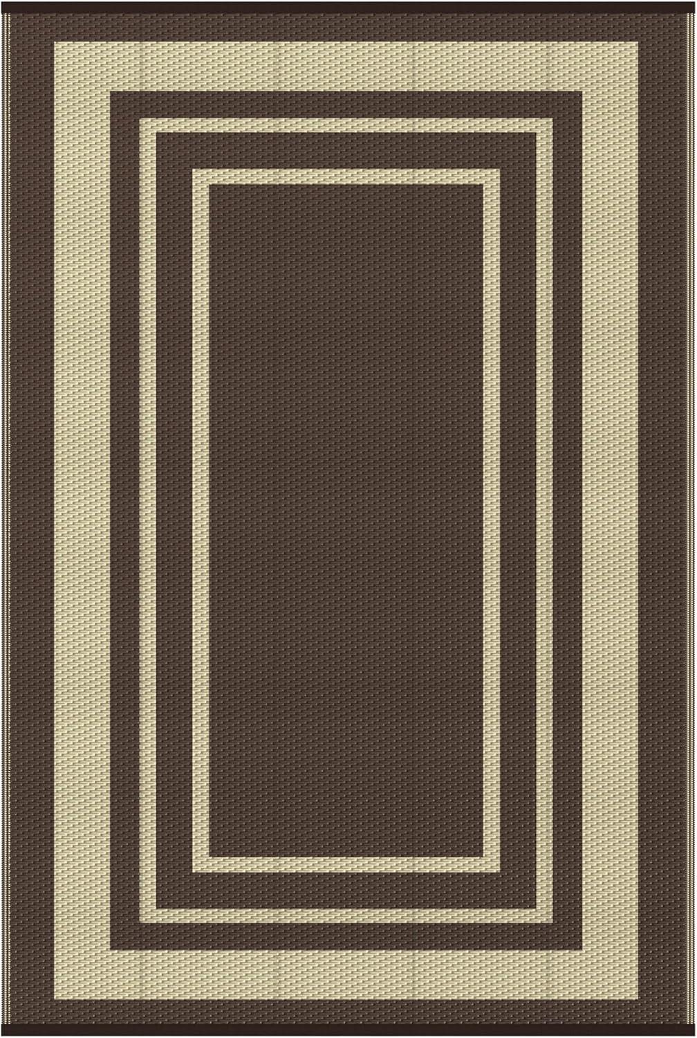 imageGENIMO 5 x 8 Outdoor Rug for Patio Waterproof Indoor Outdoor Plastic Straw Rugs Carpet Reversible Outside Area Mat for Camping Balcony Porch Deck Picnic Beach Navy Blue amp Jade GreenMcoffee Beige