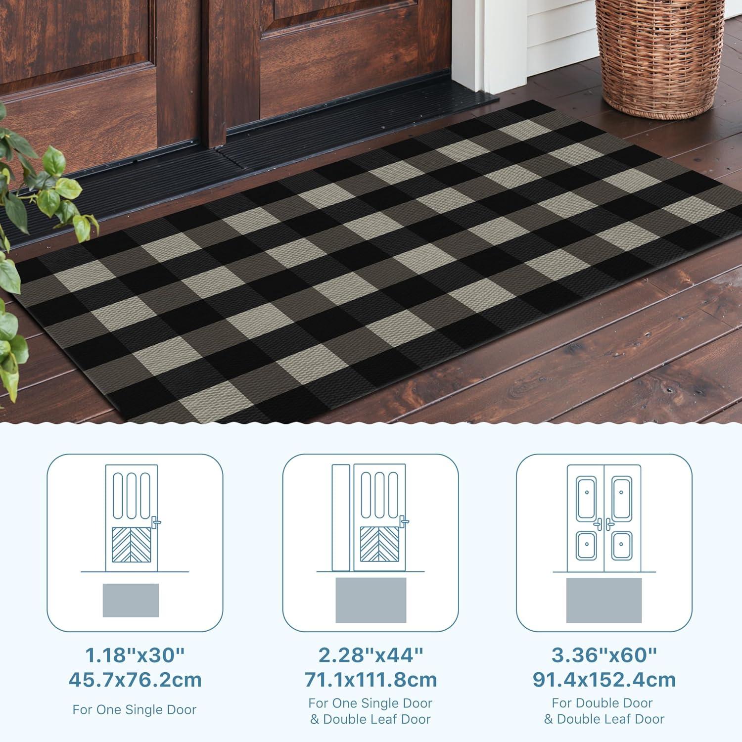 imageGENIMO Outdoor amp Indoor Area Rug 5x8 Waterproof NonShedding Easy Cleaning Boho Mat for Patio Living Room Balcony Dining Room RV Deck Bedroom Camping Outside CarpetBlueBlack White