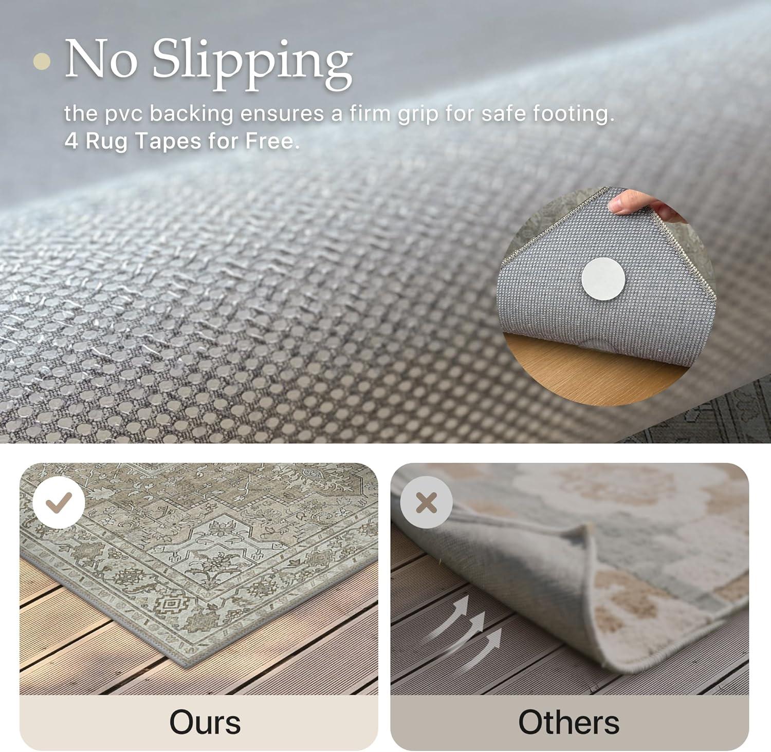 imageGENIMO Outdoor amp Indoor Area Rug 5x8 Waterproof NonShedding Easy Cleaning Boho Mat for Patio Living Room Balcony Dining Room RV Deck Bedroom Camping Outside CarpetBlueCoffee Beige