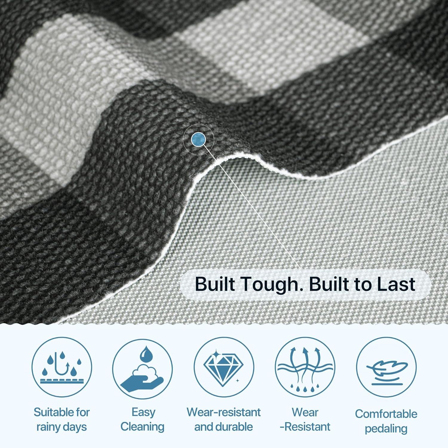 imageGENIMO Outdoor amp Indoor Area Rug 5x8 Waterproof NonShedding Easy Cleaning Boho Mat for Patio Living Room Balcony Dining Room RV Deck Bedroom Camping Outside CarpetBlueBlack White