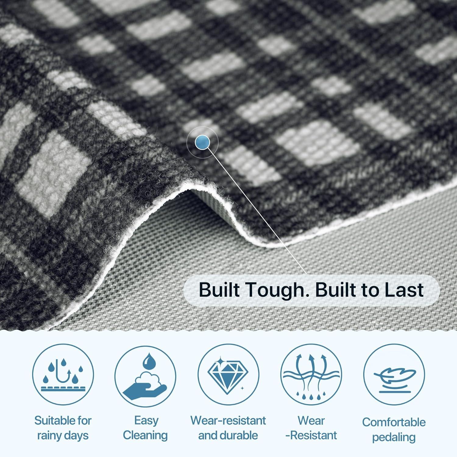 imageGENIMO Outdoor amp Indoor Area Rug 5x8 Waterproof NonShedding Easy Cleaning Boho Mat for Patio Living Room Balcony Dining Room RV Deck Bedroom Camping Outside CarpetBlueBlackplaid