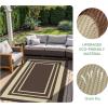 GENIMO 5 ‘ x 8 ‘ Outdoor Rug for Patio, Waterproof Indoor Outdoor Plastic Straw Rugs Carpet, Reversible Outside Area Mat for Camping, Balcony Porch, Deck, Picnic, Beach Navy Blue & Jade Green(Mcoffee & Beige)