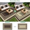 GENIMO 5 ‘ x 8 ‘ Outdoor Rug for Patio, Waterproof Indoor Outdoor Plastic Straw Rugs Carpet, Reversible Outside Area Mat for Camping, Balcony Porch, Deck, Picnic, Beach Navy Blue & Jade Green(Mcoffee & Beige)