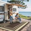 GENIMO 5 ‘ x 8 ‘ Outdoor Rug for Patio, Waterproof Indoor Outdoor Plastic Straw Rugs Carpet, Reversible Outside Area Mat for Camping, Balcony Porch, Deck, Picnic, Beach Navy Blue & Jade Green(Mcoffee & Beige)