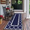 GENIMO 5 ‘ x 8 ‘ Outdoor Rug for Patio, Waterproof Indoor Outdoor Plastic Straw Rugs Carpet, Reversible Outside Area Mat for Camping, Balcony Porch, Deck, Picnic, Beach Navy Blue & Jade Green(Navy Blue & White)