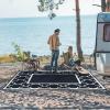 GENIMO 5 ‘ x 8 ‘ Outdoor Rug for Patio, Waterproof Indoor Outdoor Plastic Straw Rugs Carpet, Reversible Outside Area Mat for Camping, Balcony Porch, Deck, Picnic, Beach Navy Blue & Jade Green(Black&white)
