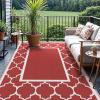 GENIMO 5 ‘ x 8 ‘ Outdoor Rug for Patio, Waterproof Indoor Outdoor Plastic Straw Rugs Carpet, Reversible Outside Area Mat for Camping, Balcony Porch, Deck, Picnic, Beach Navy Blue & Jade Green(Red & White)