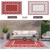 GENIMO 5 ‘ x 8 ‘ Outdoor Rug for Patio, Waterproof Indoor Outdoor Plastic Straw Rugs Carpet, Reversible Outside Area Mat for Camping, Balcony Porch, Deck, Picnic, Beach Navy Blue & Jade Green(Red & White)