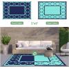 GENIMO 5 ‘ x 8 ‘ Outdoor Rug for Patio, Waterproof Indoor Outdoor Plastic Straw Rugs Carpet, Reversible Outside Area Mat for Camping, Balcony Porch, Deck, Picnic, Beach Navy Blue & Jade Green(Navy Blue&jade Green)