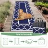 GENIMO 5 ‘ x 8 ‘ Outdoor Rug for Patio, Waterproof Indoor Outdoor Plastic Straw Rugs Carpet, Reversible Outside Area Mat for Camping, Balcony Porch, Deck, Picnic, Beach Navy Blue & Jade Green(Navy Blue & White)