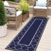 GENIMO 5 ‘ x 8 ‘ Outdoor Rug for Patio, Waterproof Indoor Outdoor Plastic Straw Rugs Carpet, Reversible Outside Area Mat for Camping, Balcony Porch, Deck, Picnic, Beach Navy Blue & Jade Green(Blue & Grey)