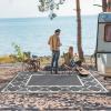 GENIMO 5 ‘ x 8 ‘ Outdoor Rug for Patio, Waterproof Indoor Outdoor Plastic Straw Rugs Carpet, Reversible Outside Area Mat for Camping, Balcony Porch, Deck, Picnic, Beach Navy Blue & Jade Green(Grey&beige White)