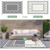 GENIMO 5 ‘ x 8 ‘ Outdoor Rug for Patio, Waterproof Indoor Outdoor Plastic Straw Rugs Carpet, Reversible Outside Area Mat for Camping, Balcony Porch, Deck, Picnic, Beach Navy Blue & Jade Green(Grey&beige White)