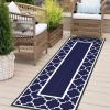 GENIMO 5 ‘ x 8 ‘ Outdoor Rug for Patio, Waterproof Indoor Outdoor Plastic Straw Rugs Carpet, Reversible Outside Area Mat for Camping, Balcony Porch, Deck, Picnic, Beach Navy Blue & Jade Green(Navy Blue & White)