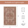 GENIMO Outdoor & Indoor Area Rug 5’x8′, Waterproof, Non-Shedding, Easy Cleaning, Boho Mat for Patio, Living Room, Balcony, Dining Room, RV, Deck, Bedroom, Camping, Outside Carpet,Blue(Brown Red)
