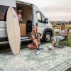 GENIMO Outdoor & Indoor Area Rug 5’x8′, Waterproof, Non-Shedding, Easy Cleaning, Boho Mat for Patio, Living Room, Balcony, Dining Room, RV, Deck, Bedroom, Camping, Outside Carpet,Blue(Light Green)