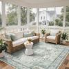 GENIMO Outdoor & Indoor Area Rug 5’x8′, Waterproof, Non-Shedding, Easy Cleaning, Boho Mat for Patio, Living Room, Balcony, Dining Room, RV, Deck, Bedroom, Camping, Outside Carpet,Blue(Light Green)