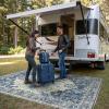 GENIMO Outdoor & Indoor Area Rug 5’x8′, Waterproof, Non-Shedding, Easy Cleaning, Boho Mat for Patio, Living Room, Balcony, Dining Room, RV, Deck, Bedroom, Camping, Outside Carpet,Blue(Center Blue)