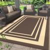 GENIMO 5 ‘ x 8 ‘ Outdoor Rug for Patio, Waterproof Indoor Outdoor Plastic Straw Rugs Carpet, Reversible Outside Area Mat for Camping, Balcony Porch, Deck, Picnic, Beach Navy Blue & Jade Green(Mcoffee & Beige)