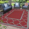 GENIMO 5 ‘ x 8 ‘ Outdoor Rug for Patio, Waterproof Indoor Outdoor Plastic Straw Rugs Carpet, Reversible Outside Area Mat for Camping, Balcony Porch, Deck, Picnic, Beach Navy Blue & Jade Green(Red & Grey)