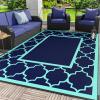 GENIMO 5 ‘ x 8 ‘ Outdoor Rug for Patio, Waterproof Indoor Outdoor Plastic Straw Rugs Carpet, Reversible Outside Area Mat for Camping, Balcony Porch, Deck, Picnic, Beach Navy Blue & Jade Green(Navy Blue&jade Green)