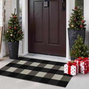 GENIMO Outdoor & Indoor Area Rug 5’x8′, Waterproof, Non-Shedding, Easy Cleaning, Boho Mat for Patio, Living Room, Balcony, Dining Room, RV, Deck, Bedroom, Camping, Outside Carpet,Blue(Black & White)