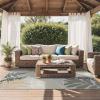 GENIMO Outdoor & Indoor Area Rug 5’x8′, Waterproof, Non-Shedding, Easy Cleaning, Leaf Mat for Patio, Living Room, Balcony, Dining Room, RV, Deck, Bedroom, Camping, Outside Carpet, Tropical Rust(Sand Grey)