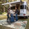 GENIMO Outdoor & Indoor Area Rug 5’x8′, Waterproof, Non-Shedding, Easy Cleaning, Leaf Mat for Patio, Living Room, Balcony, Dining Room, RV, Deck, Bedroom, Camping, Outside Carpet, Tropical Rust(Beige Grey)
