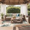 GENIMO Outdoor & Indoor Area Rug 5’x8′, Waterproof, Non-Shedding, Easy Cleaning, Leaf Mat for Patio, Living Room, Balcony, Dining Room, RV, Deck, Bedroom, Camping, Outside Carpet, Tropical Rust(Beige Grey)