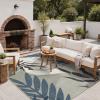 GENIMO Outdoor & Indoor Area Rug 5’x8′, Waterproof, Non-Shedding, Easy Cleaning, Leaf Mat for Patio, Living Room, Balcony, Dining Room, RV, Deck, Bedroom, Camping, Outside Carpet, Tropical Rust(Blue Grey)