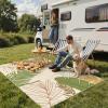 GENIMO Outdoor & Indoor Area Rug 5’x8′, Waterproof, Non-Shedding, Easy Cleaning, Leaf Mat for Patio, Living Room, Balcony, Dining Room, RV, Deck, Bedroom, Camping, Outside Carpet, Tropical Rust(Olive Mustard)