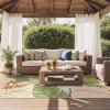 GENIMO Outdoor & Indoor Area Rug 5’x8′, Waterproof, Non-Shedding, Easy Cleaning, Leaf Mat for Patio, Living Room, Balcony, Dining Room, RV, Deck, Bedroom, Camping, Outside Carpet, Tropical Rust(Olive Mustard)