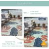 GENIMO Outdoor & Indoor Area Rug 5’x8′, Waterproof, Non-Shedding, Easy Cleaning, Leaf Mat for Patio, Living Room, Balcony, Dining Room, RV, Deck, Bedroom, Camping, Outside Carpet, Tropical Rust(Blue Paint)